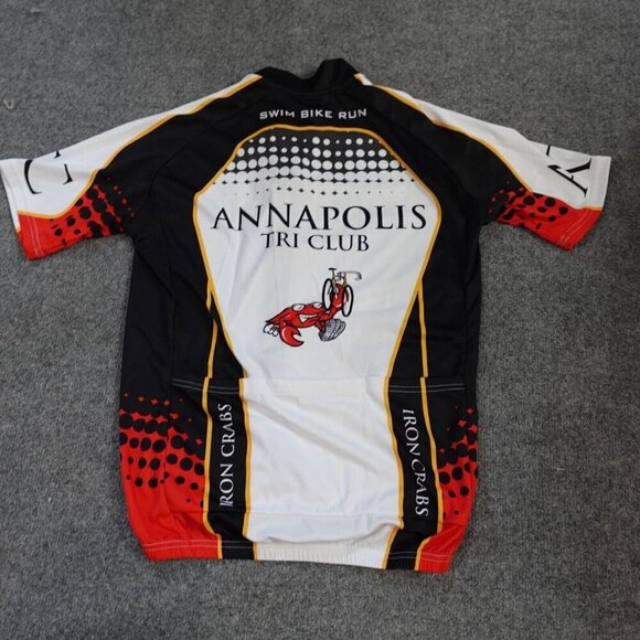Annapolis Iron Crabs Cycling Jersey Large White Black Full Zip Squadra - Picture 1 of 9